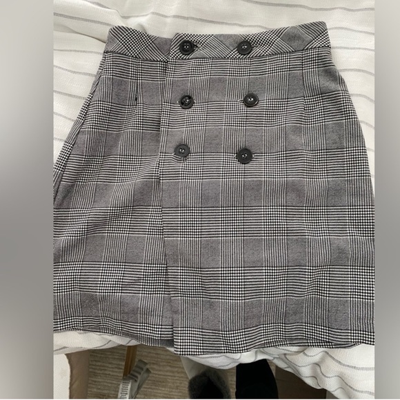 NWOT Zara Collection grey wrap chequered skirt - Picture 4 of 10